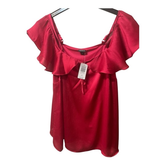 Torrid Red Chiffon Cold Shoulder Holiday Social Top 1X NWT - Picture 5 of 8